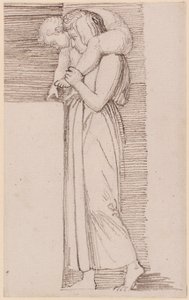 A Woman with a Naked Child on Her Shoulder, Facing Left by John Flaxman